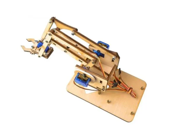 4 DOF Wood Robotic Mechanical Arm :Plank robotic arm + 4 SG90 servos