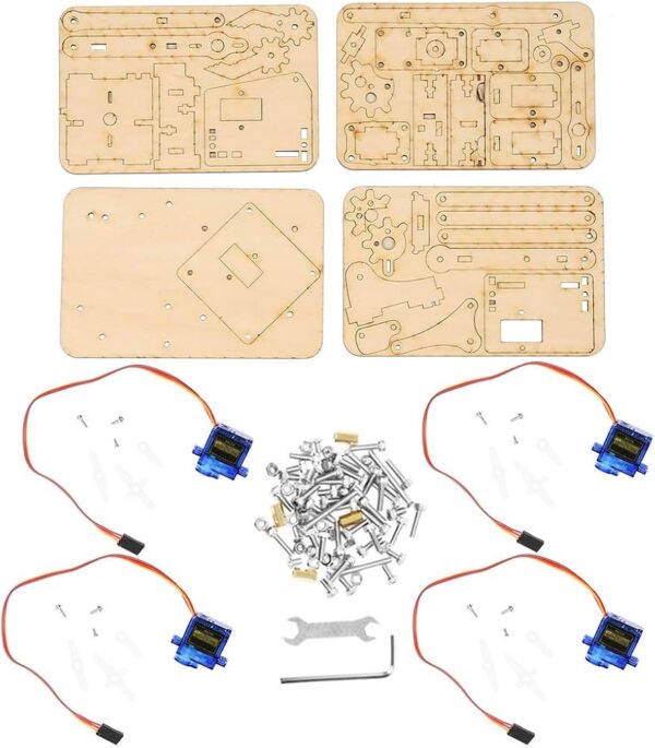 4 DOF Wood Robotic Mechanical Arm :Plank robotic arm + 4 SG90 servos - Image 2